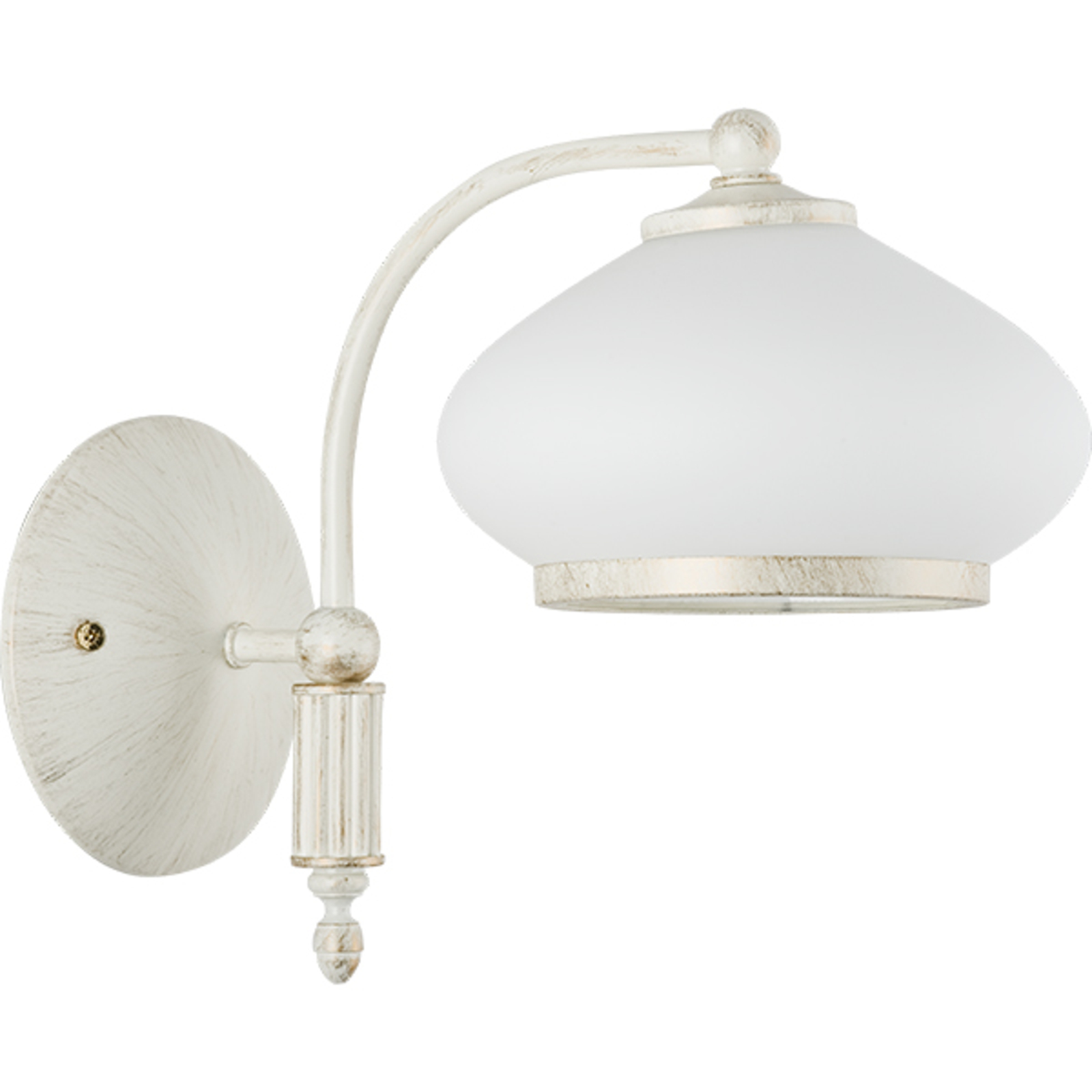 Astoria wall light with a glass lampshade, white