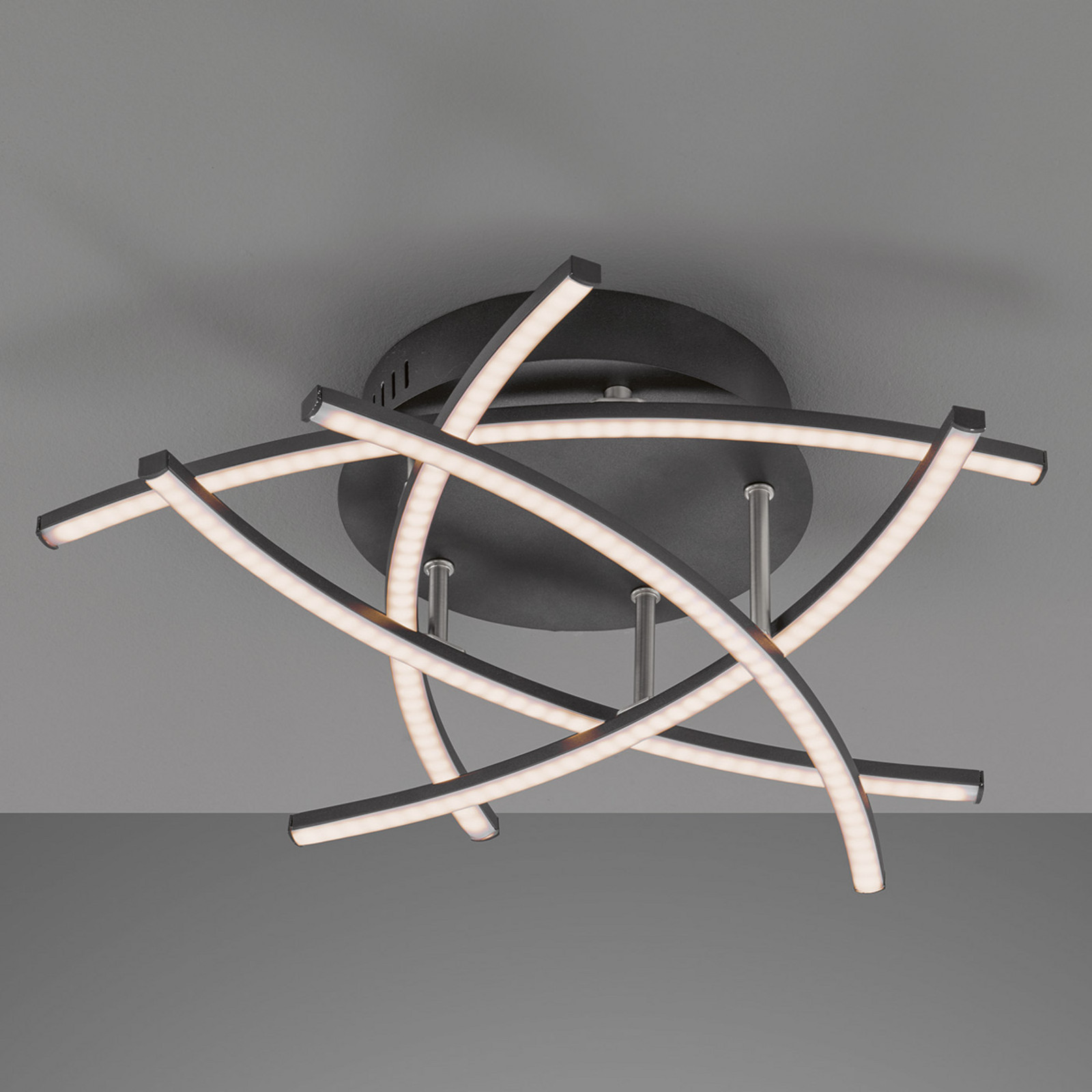 FISCHER & HONSEL Plafonieră LED Cross Tunable White 5 bec. negru - Camera de zi / sufragerie - modern - negru mat - Metal