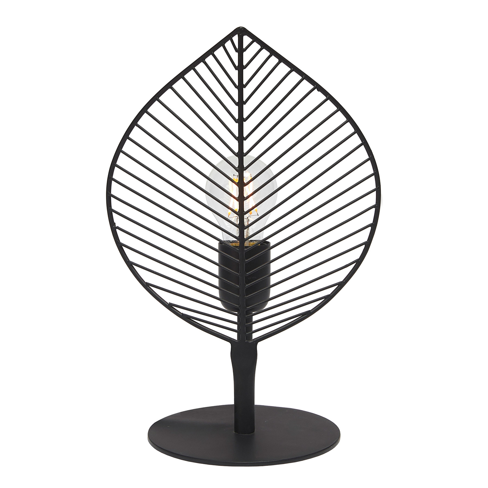 PR Home Elm table lamp, leaf shape, black