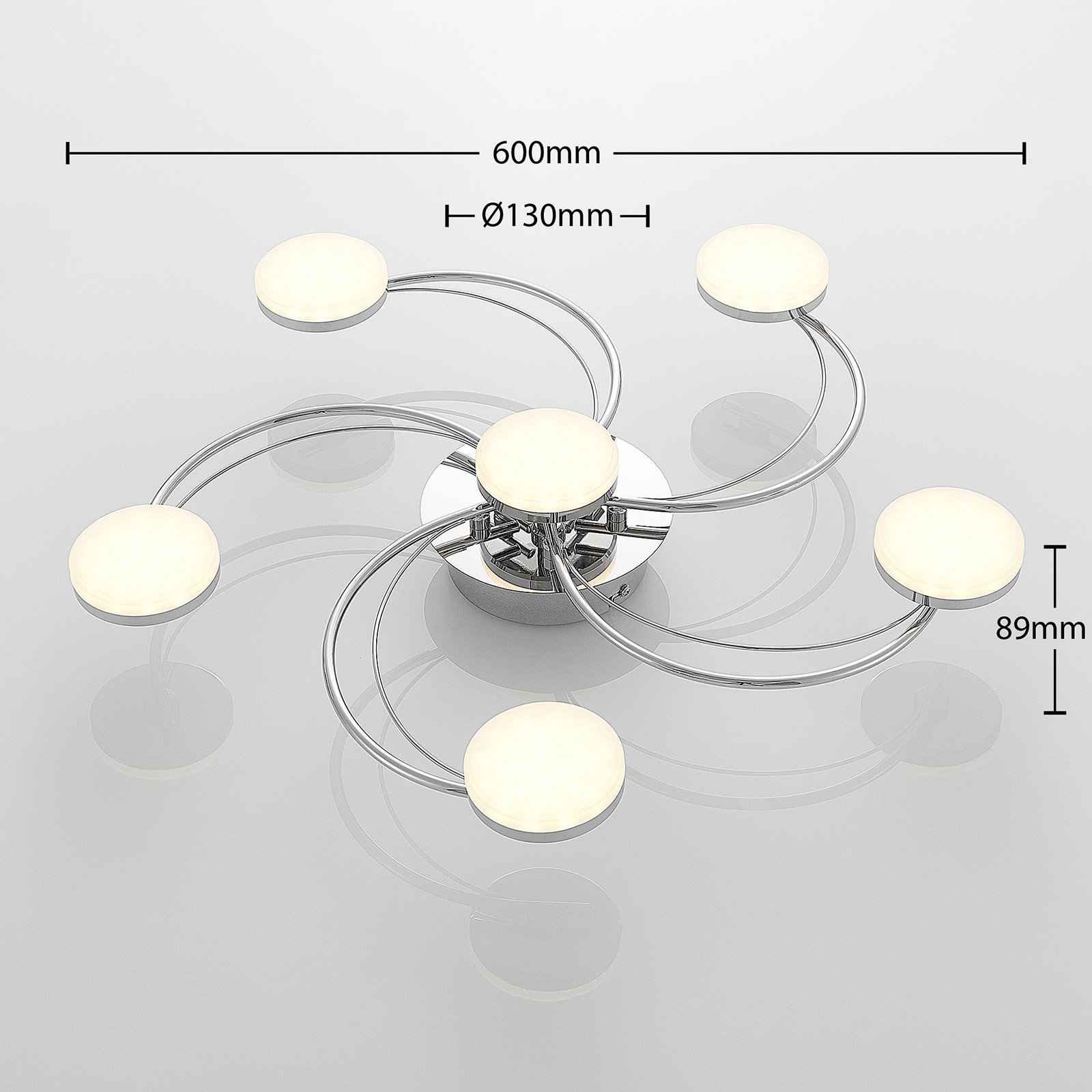 Rouven 6 LED Deckenleuchte Chrome - Lindby