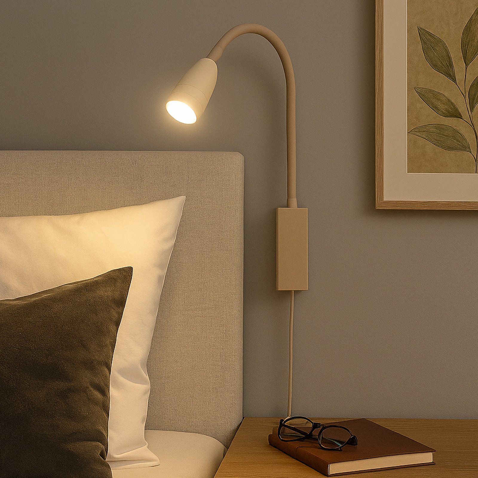 Aplique de pared LED Sten, color arena, altura 61 cm Control por gestos