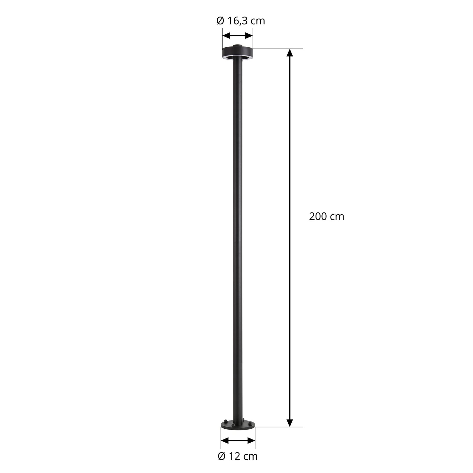 Luminaire d'extérieur LED Nirella, hauteur 200 cm, noir, métal, IP65, CCT -