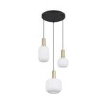 Diva pendant light, 3-bulb, brass-coloured, opal, glass, metal