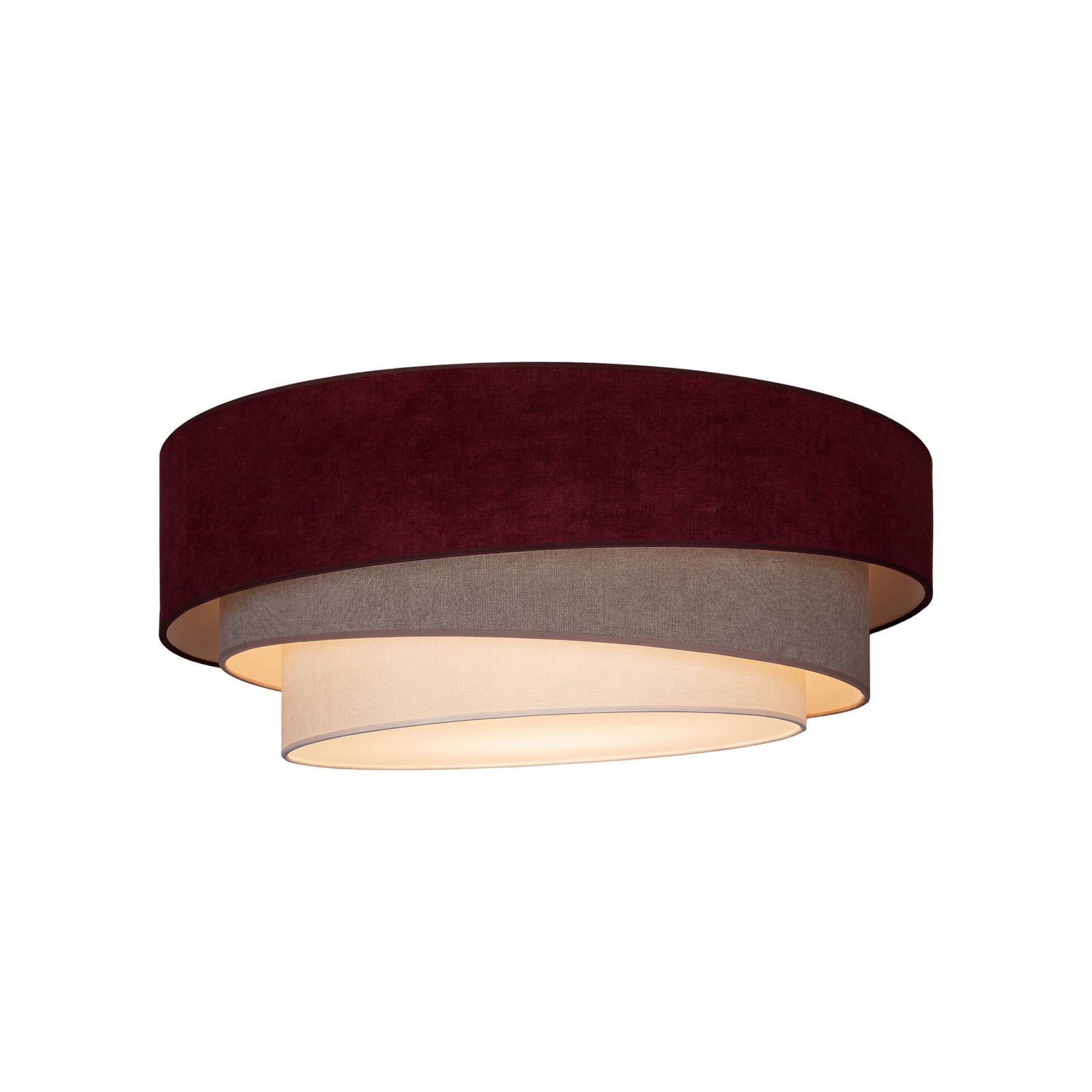 Plafoniera Trio rosso scuro/beige Ø60 cm, tessuto, E27 - Duolla