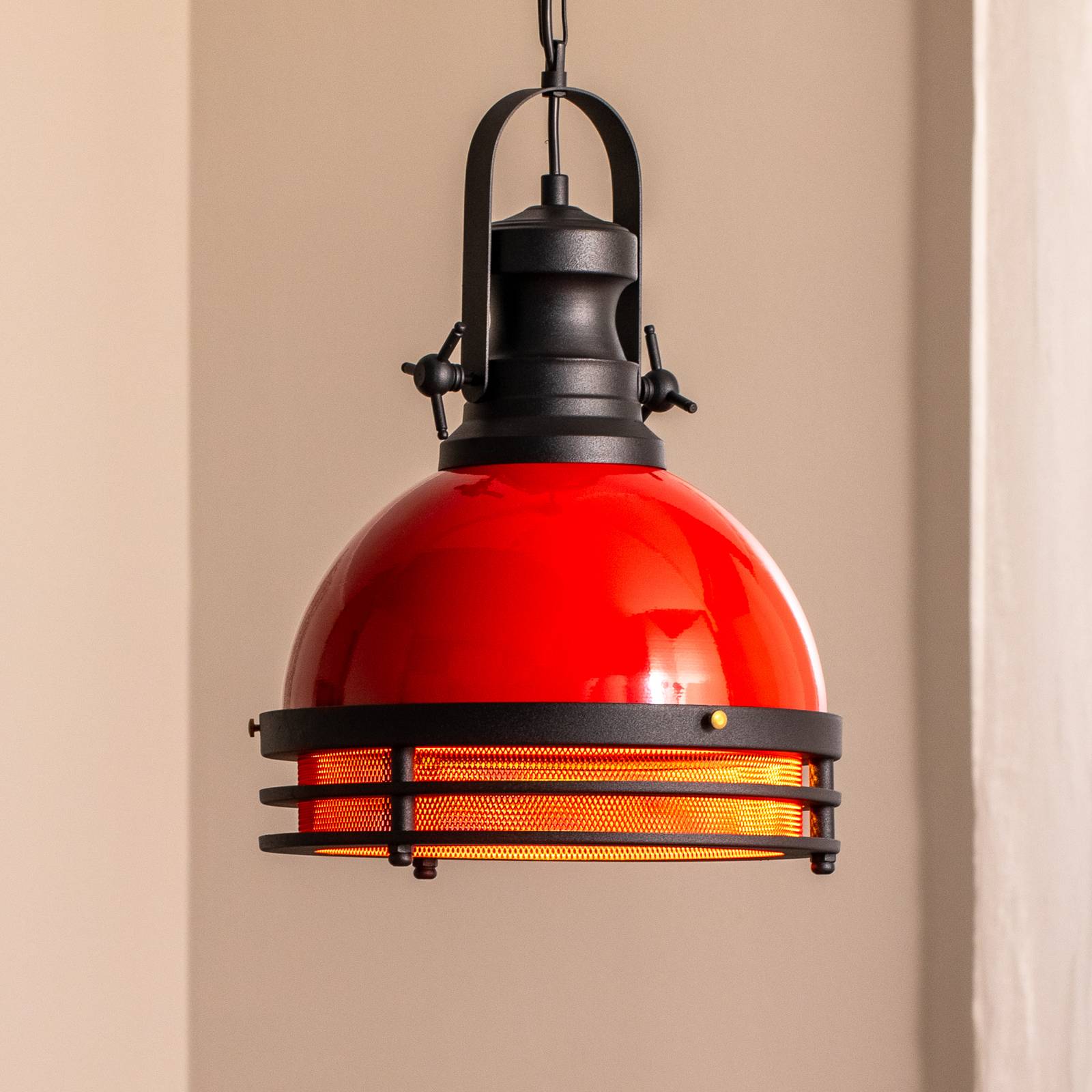 Hängeleuchte Saglam 3762, rot/schwarz, Eisen, Ø 32 cm günstig online kaufen