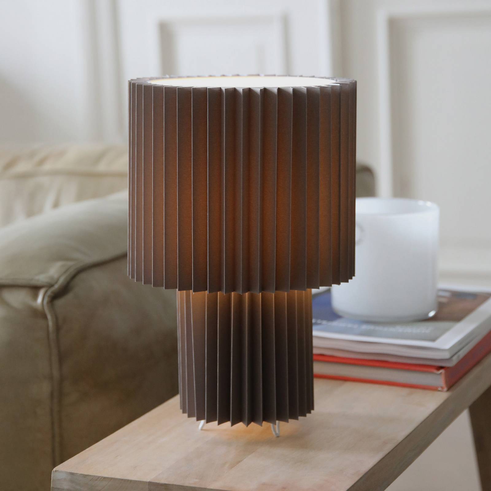 Markslöjd Tischleuchte Catis, grau, 32 cm hoch, Textil, E27 günstig online kaufen