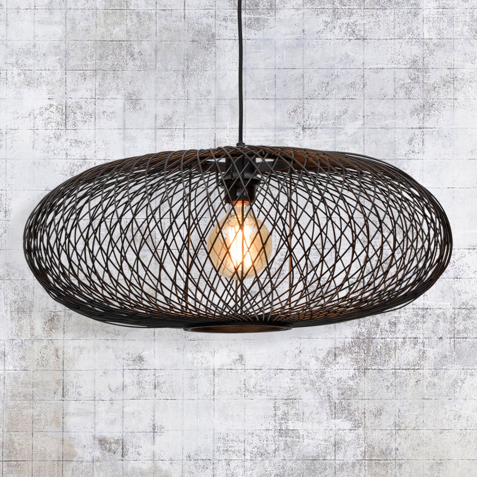 GOOD & MOJO Cango lampă suspendată elipsă negru - Camera de zi / sufragerie - design - Bamboo