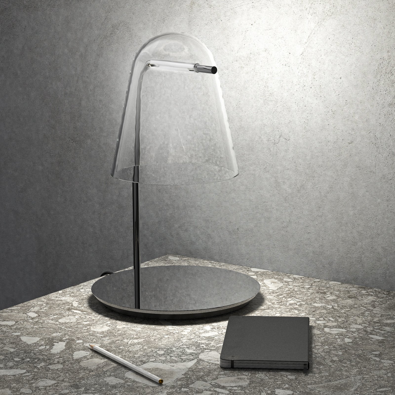 Prandina Sino T3 LED tafellamp helder/zwart chroom