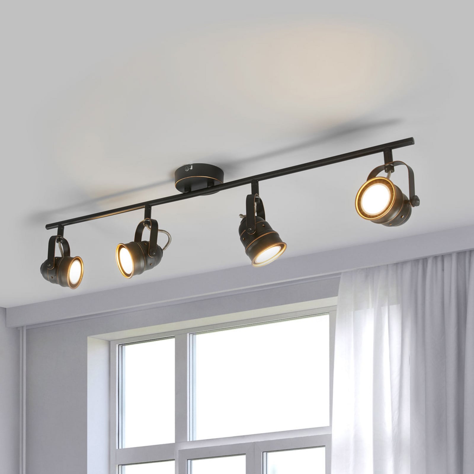 Leonor Plafond Black/Gold Lindby - Vardagsrum - Metall - Med flera ljusk&auml;llor