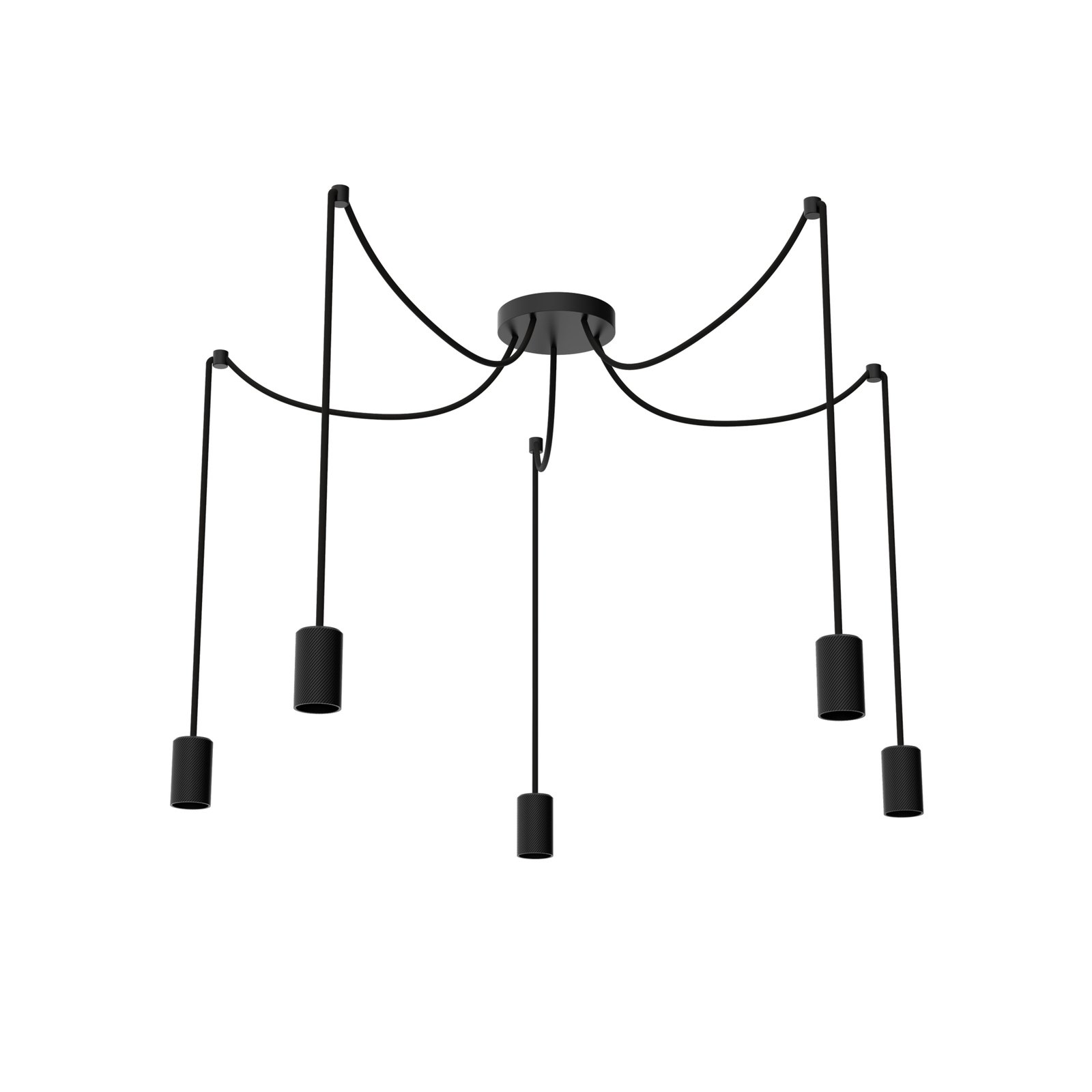 SEGULA Spyder 5 Wave hanglamp, zwart, 5-lamps