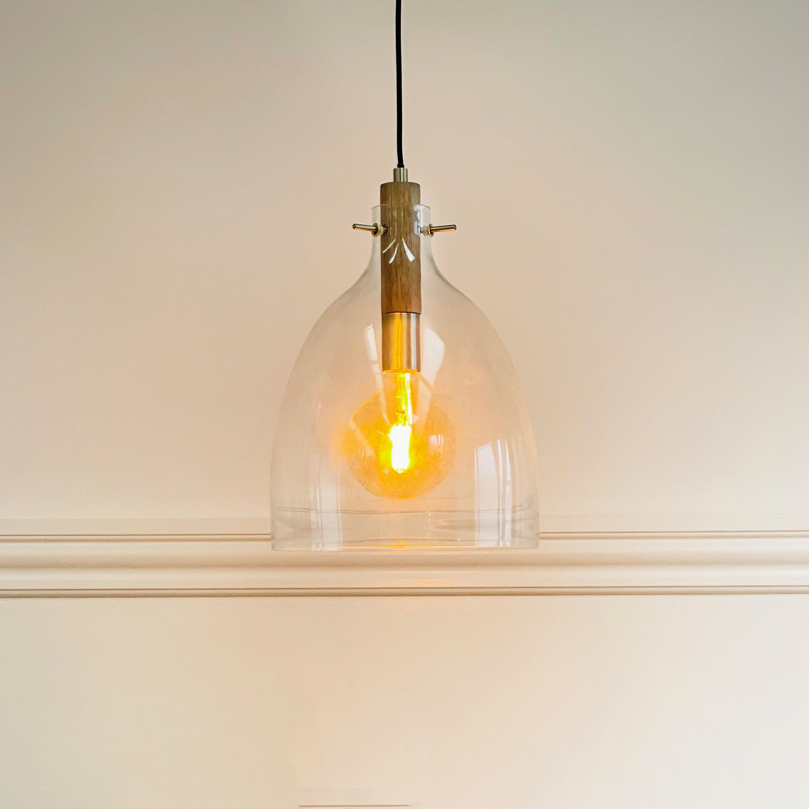 Dyberg Larsen Lampă suspendată Bistro Ø 30 cm transparentă sticlă - Camera de zi / sufragerie - Design - transparent maro alamă