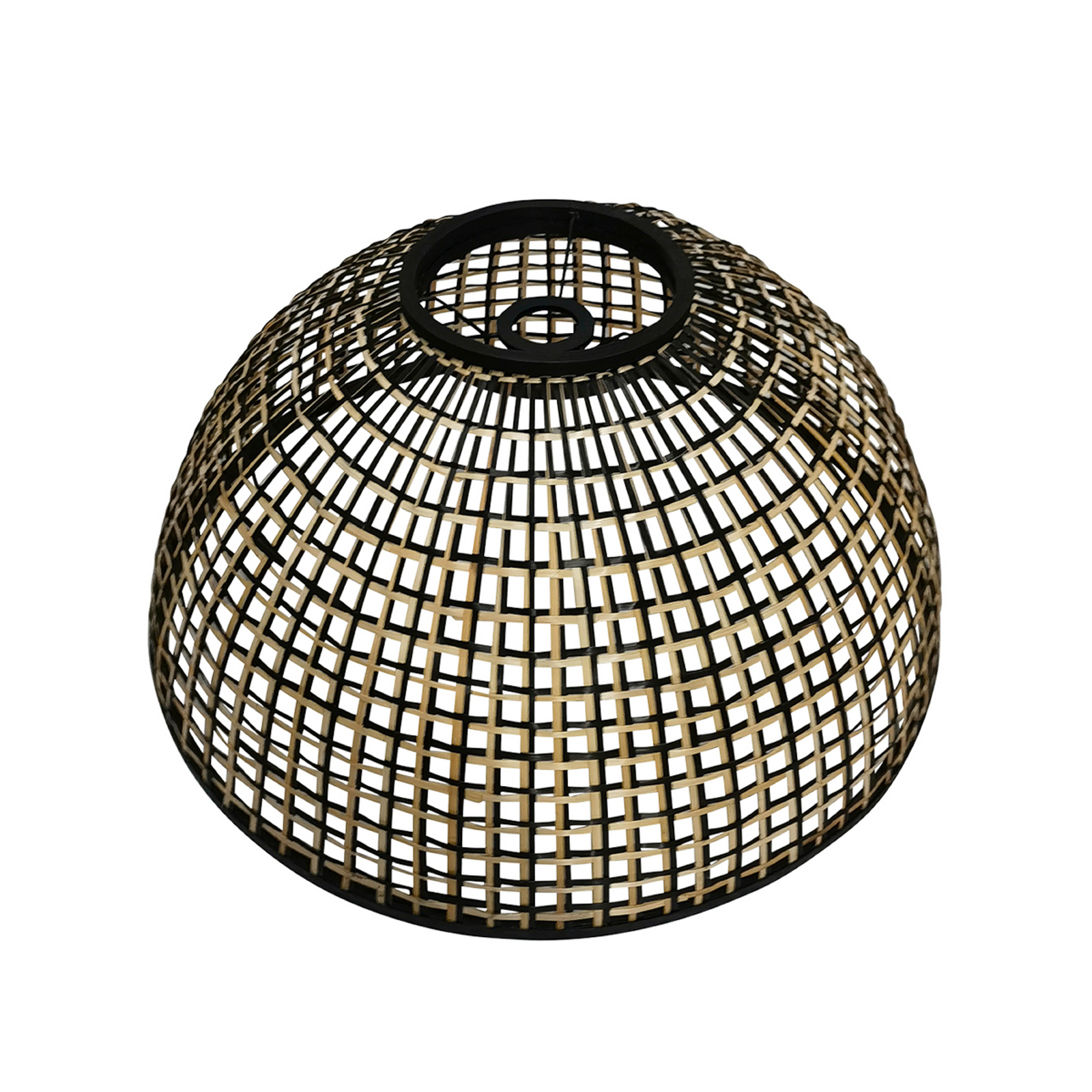 Curve ív világítás, fekete, bambuszfonatú búra, Ø 60 cm