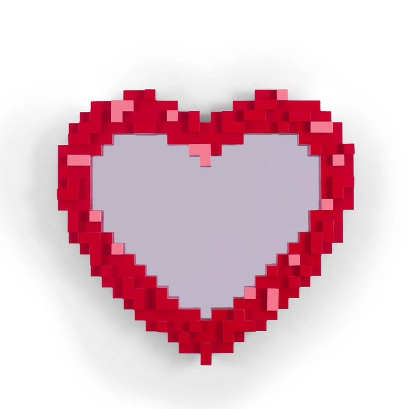 SELETTI - Heart Pixel Spiegel Red/Pink
