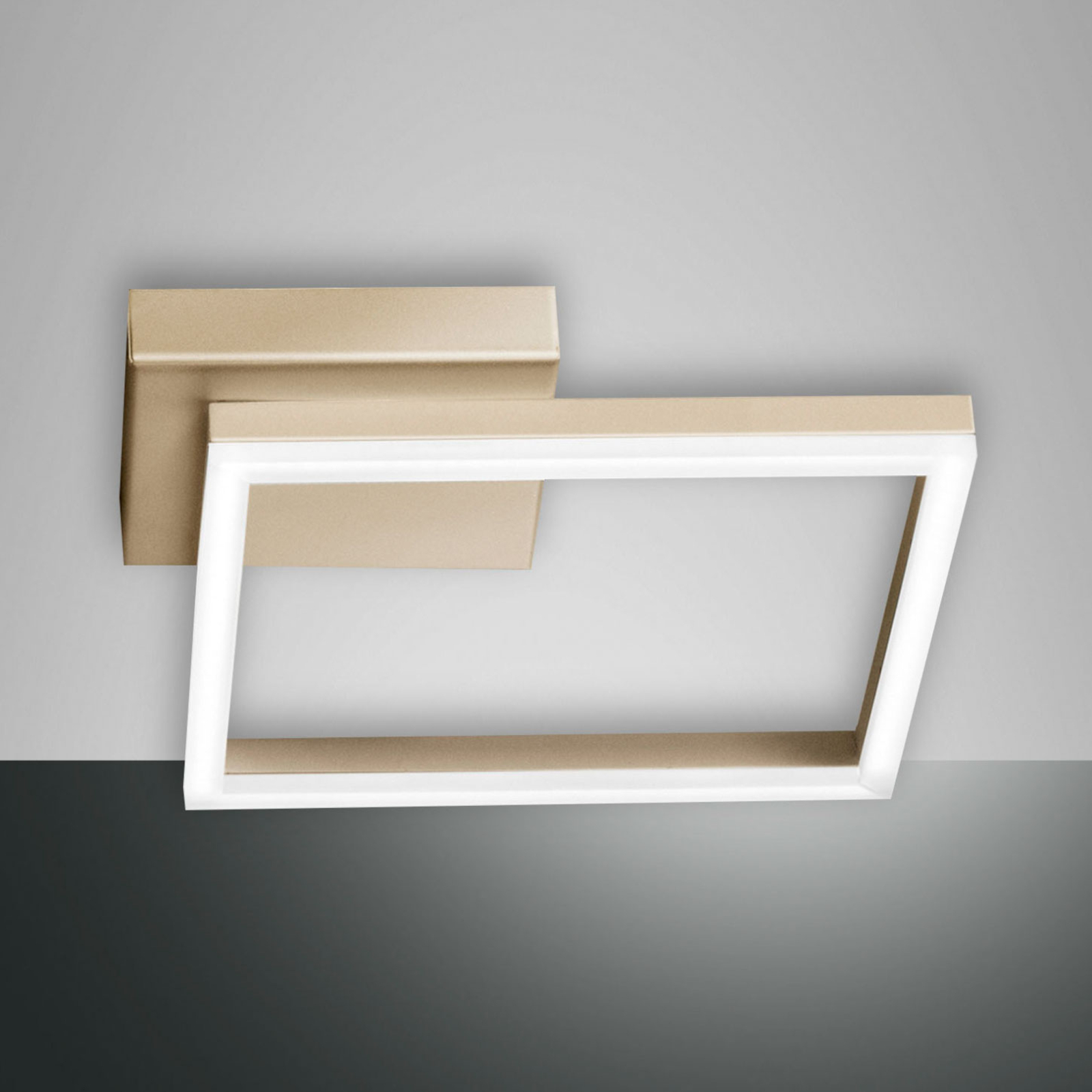 Fabas Luce Bard LED ceiling light 45 x cm matt gold finish, for Living / Dining Room, metal, plastic, 39 W, energy efficiency: A+, L: 45 cm, W: 45 cm, H: 11 cm