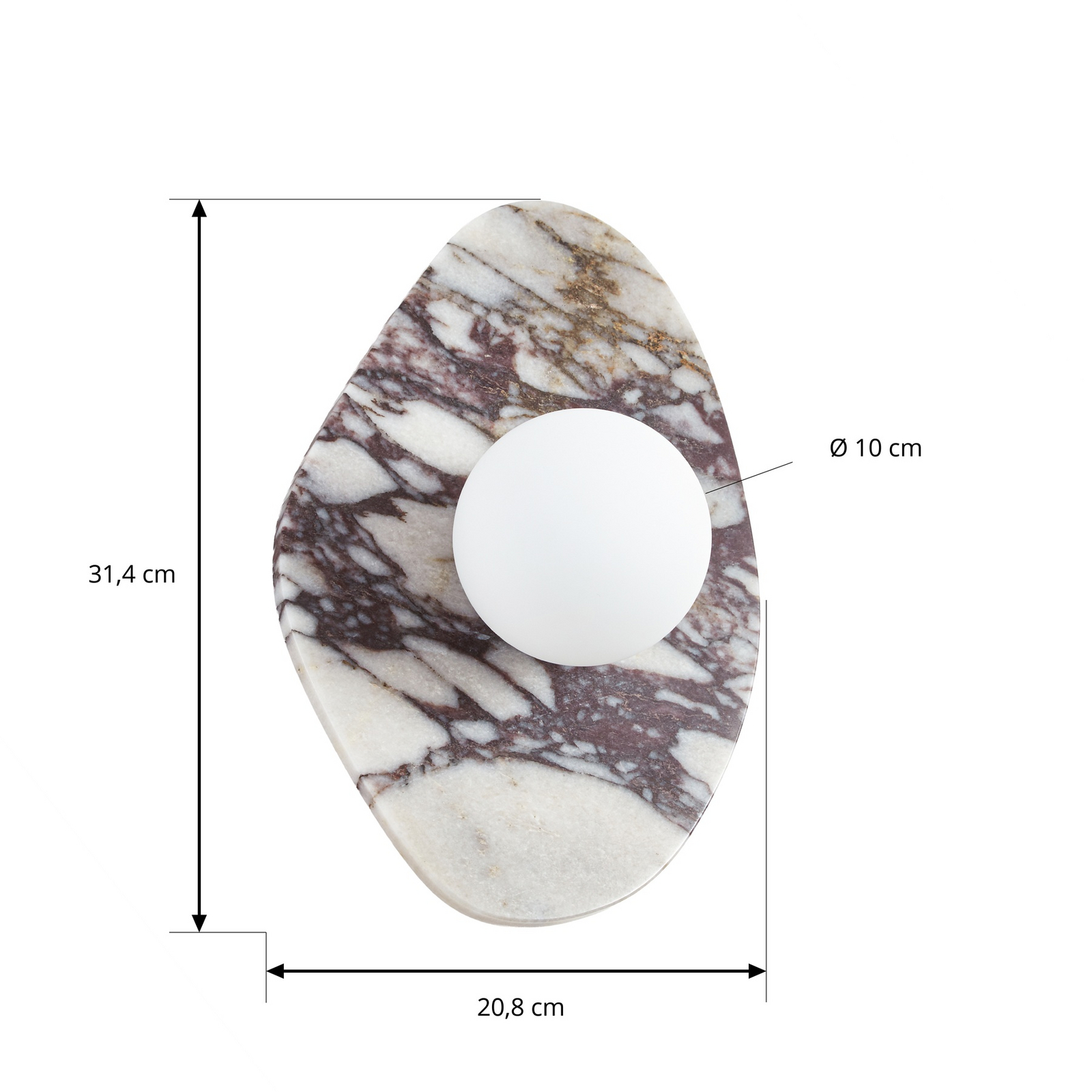 Mavi wall light, height 31 cm, G9, marble, glass – NOLA Mavi wall light, height 31 cm, G9, marble, glass – NOLA