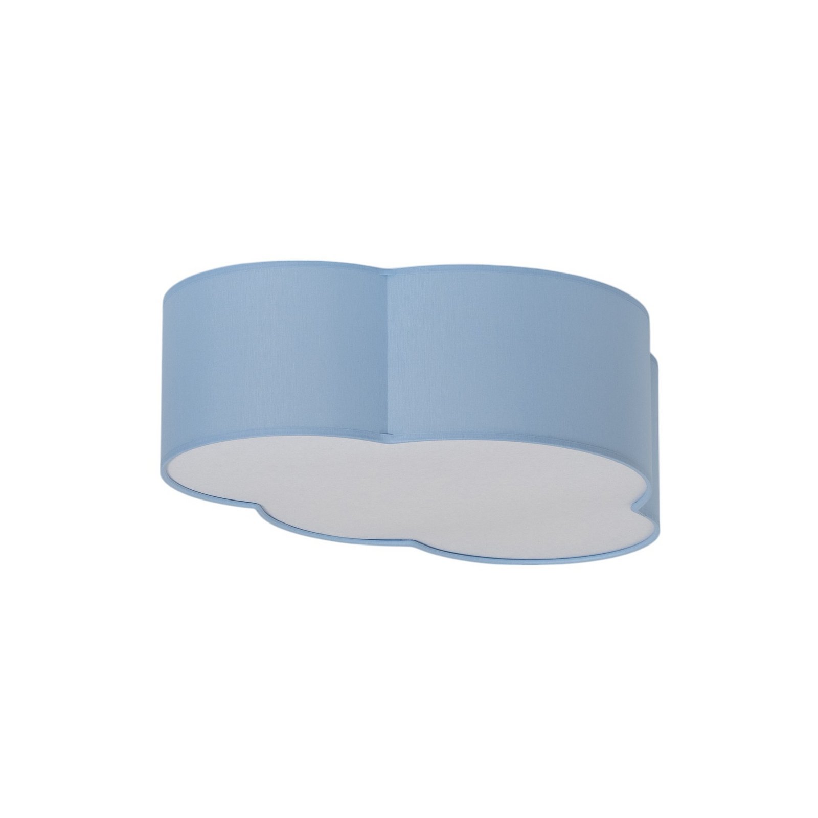 Plafondlamp Cloud, blauw, 43 cm lang, textiel, wolk, E27