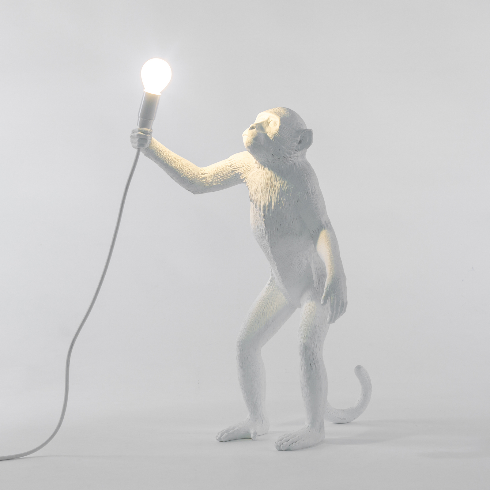 Stolová LED lampa Monkey Lamp, biela, stojacia