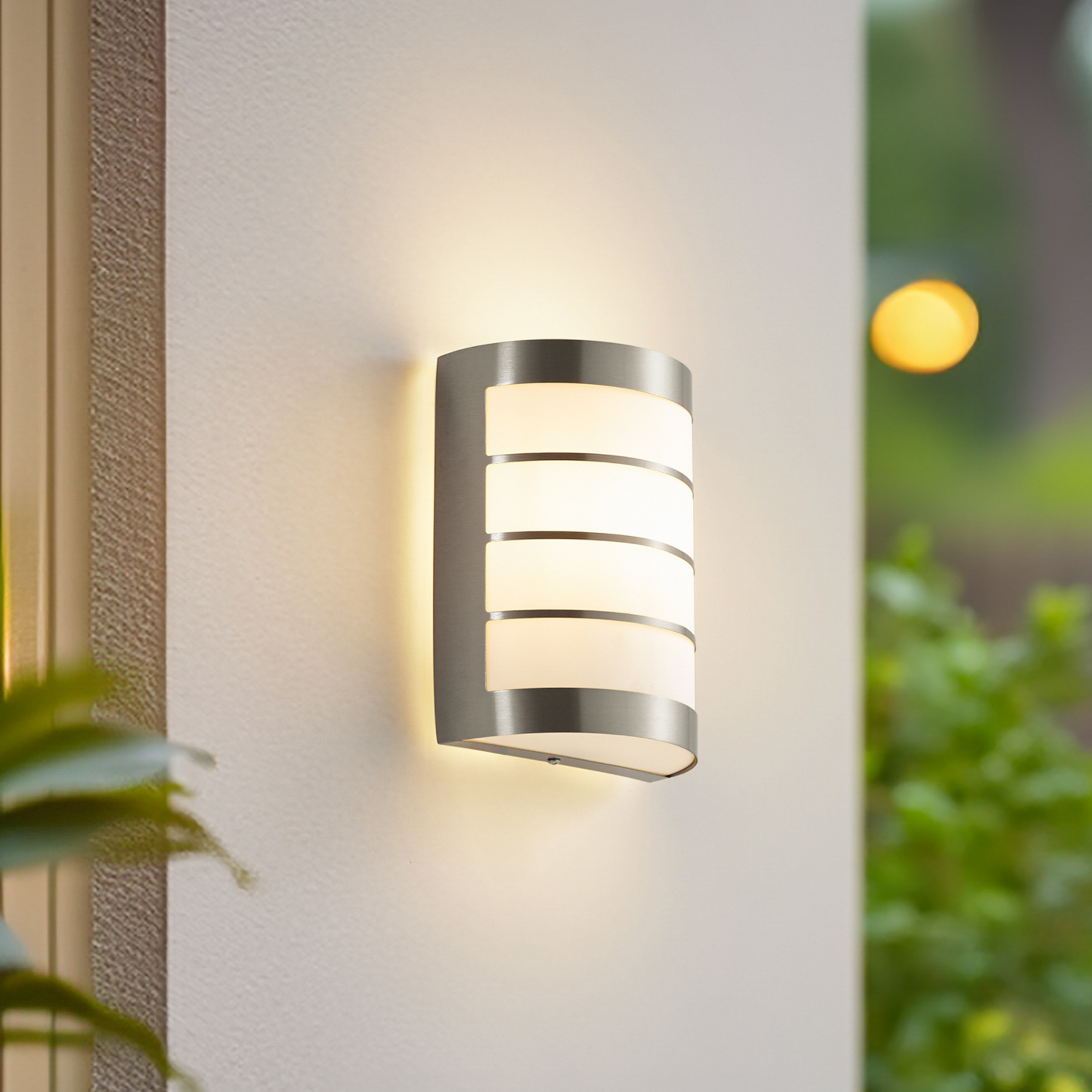 Lindby Applique d'extérieur Noyan, 20 cm, acier inoxydable, IP44, E27