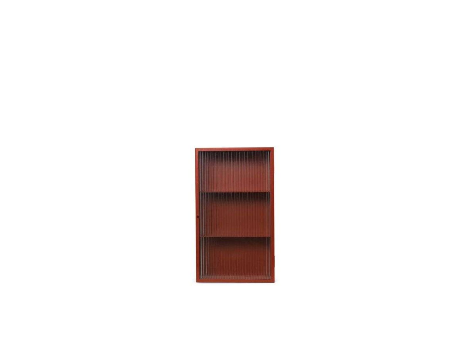 Haze Wall Cabinet Reeded Glass Oxide Red - ferm LIVING