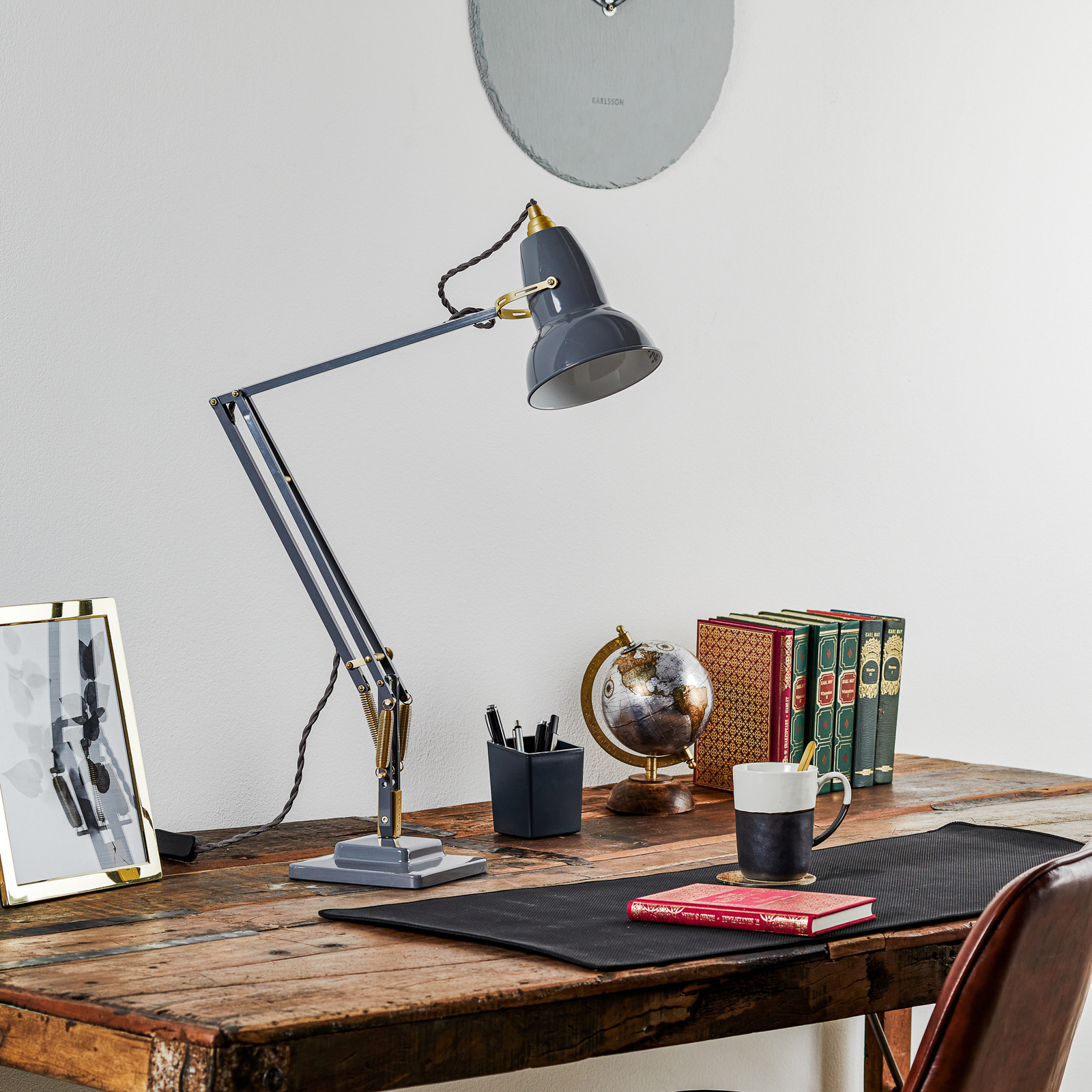 Anglepoise Original 1227 Brass lampe poser grise
