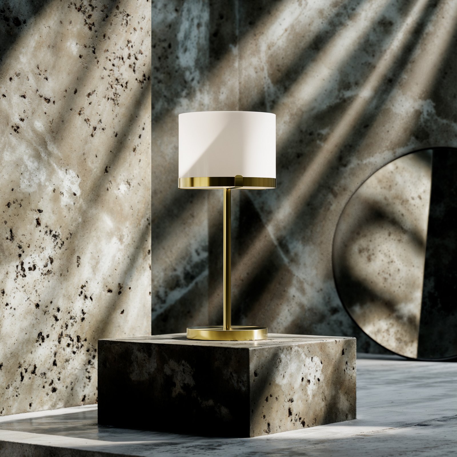 By Rydens laualamp Marcel, messing/valge, kõrgus 55 cm