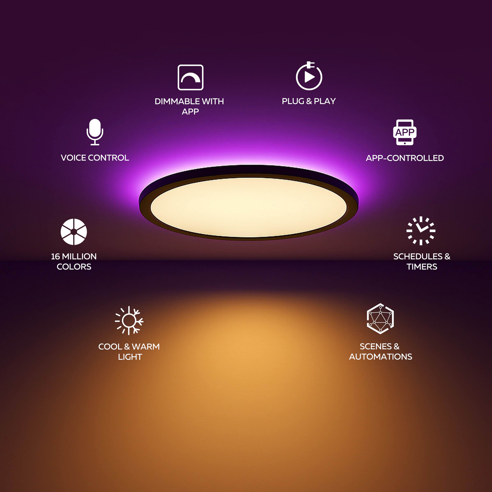 Calex Smart LED-Deckenlampe HALO Ø 40cm schwarz IP54 RGB CCT