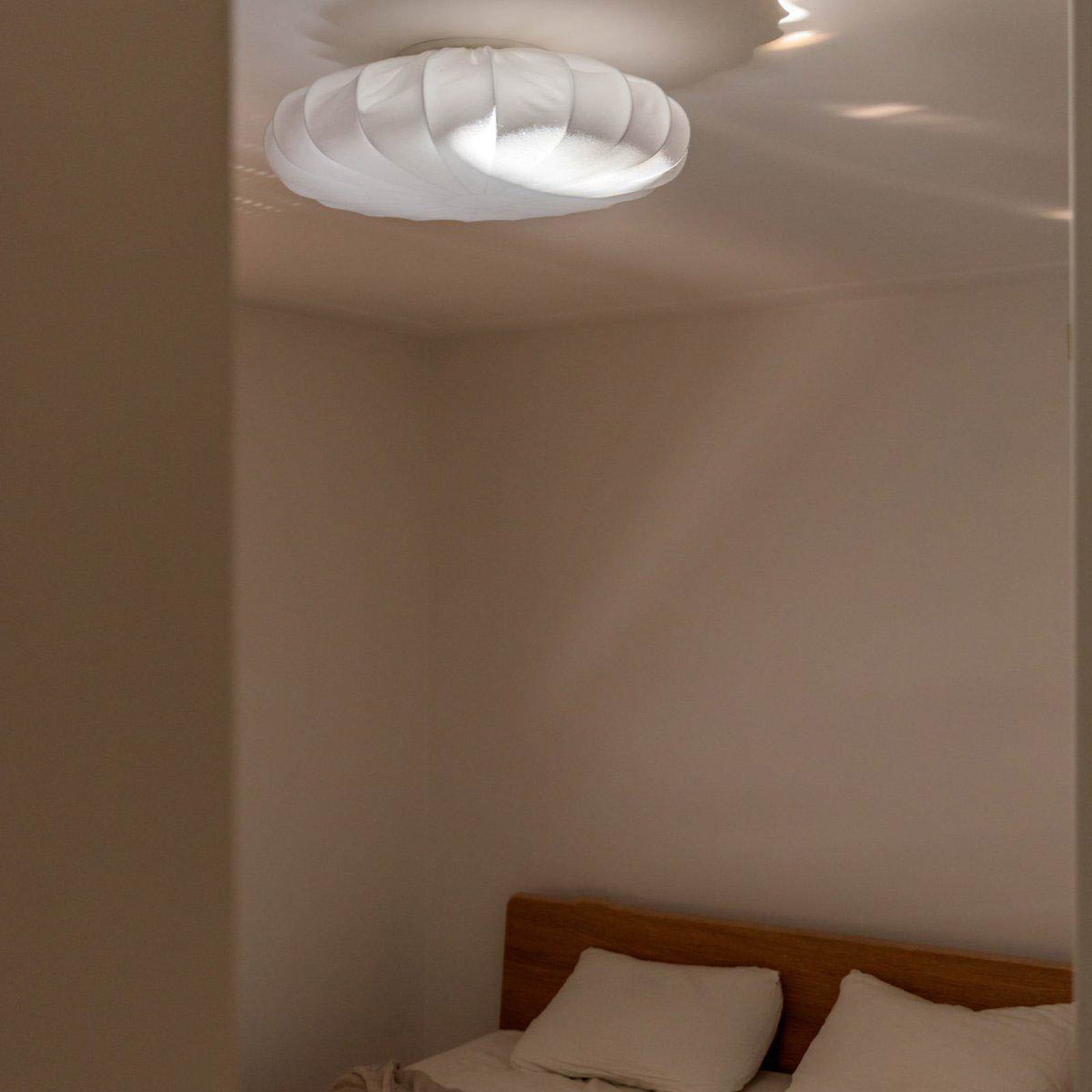 PR Home ceiling light Plafond, linen textile, Ø 42 cm, white