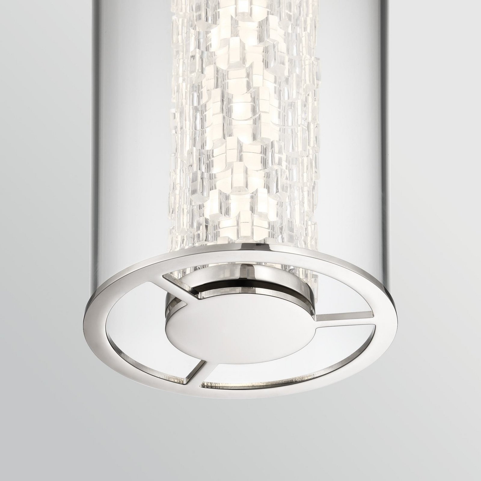 ESPADA LED pendant light, polished chrome, Ø 15 cm, metal/glass