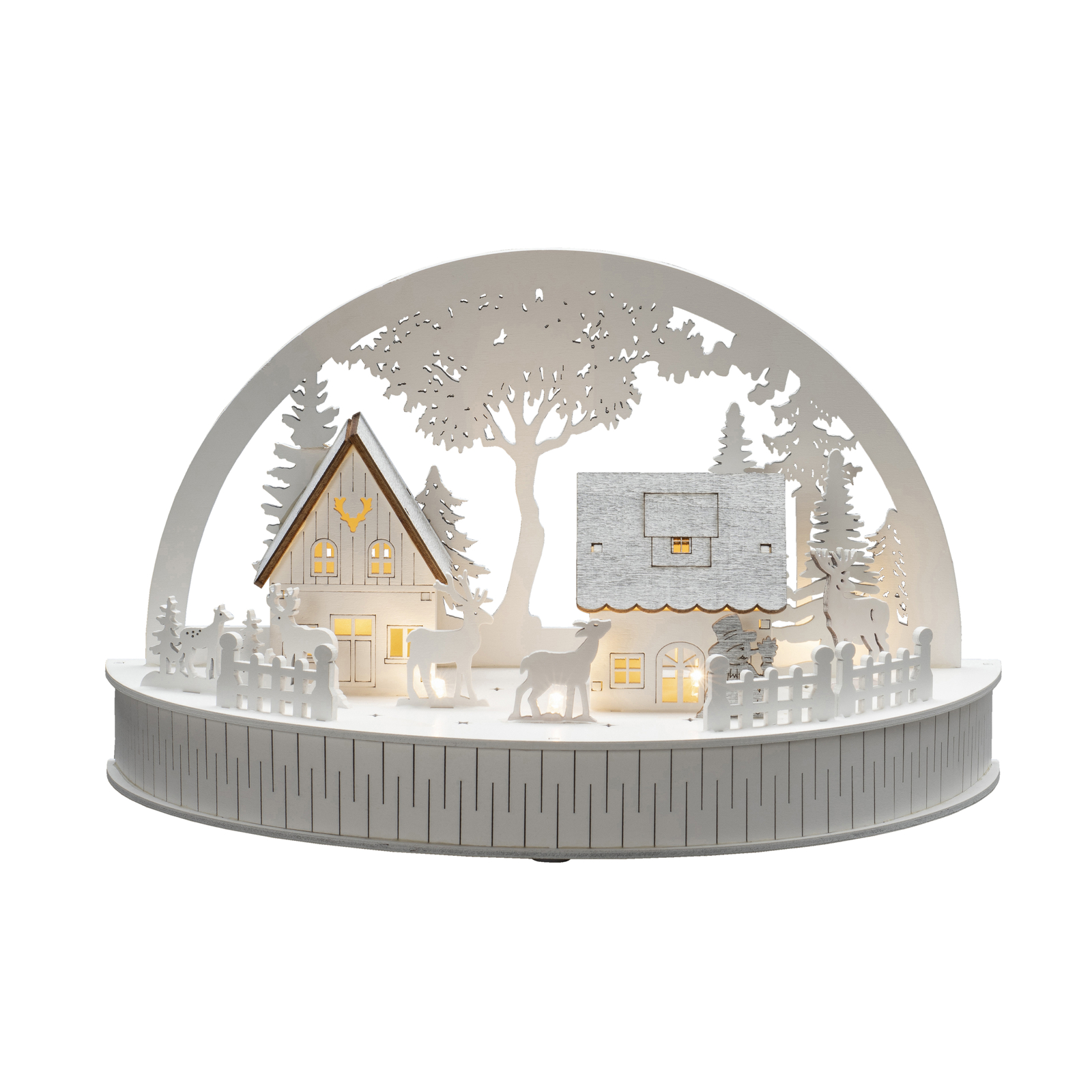 LED silhouette houses and reindeer battery