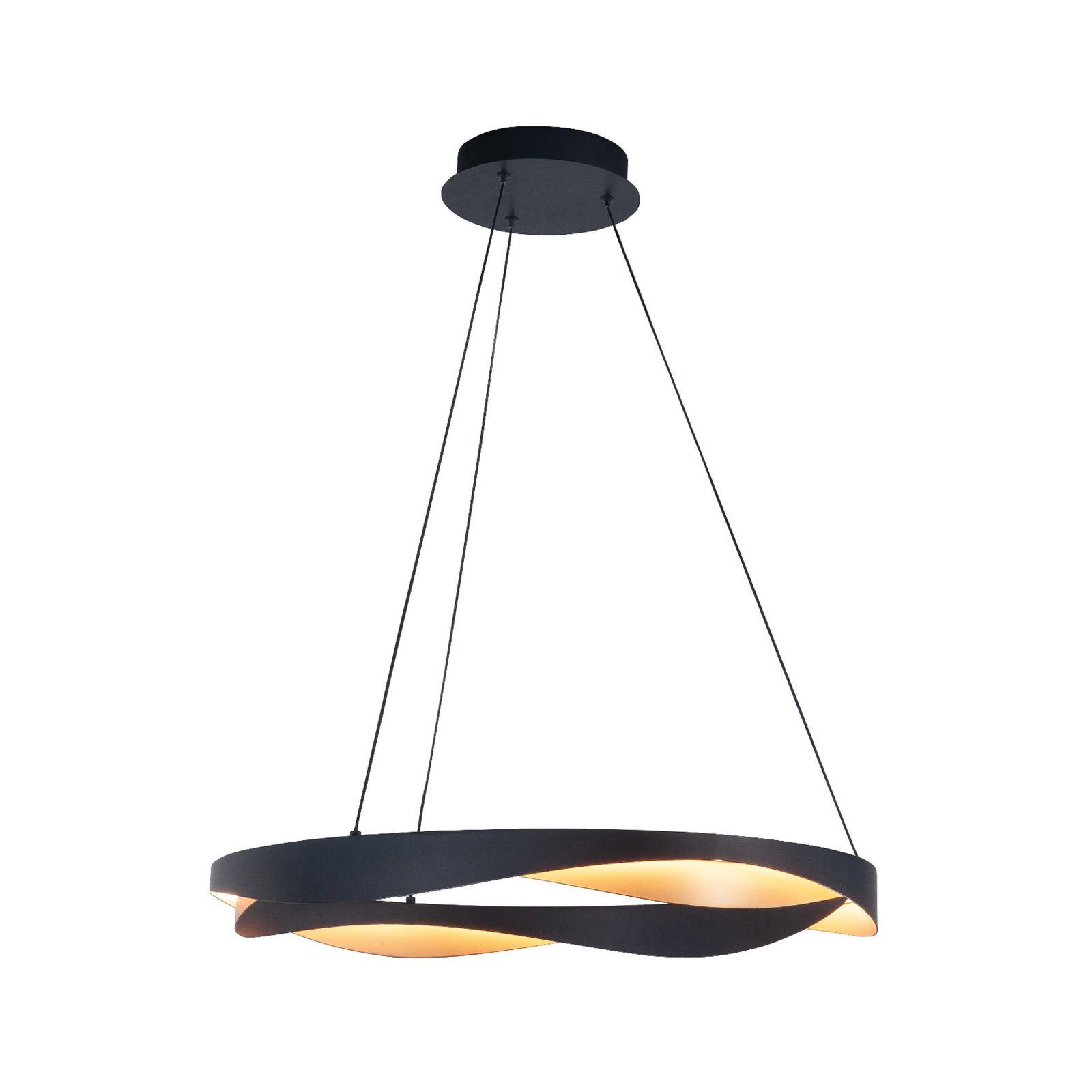 Lampa wisząca LED Ascoli, Ø 64 cm, czarny/złoty, metal, ściemniana