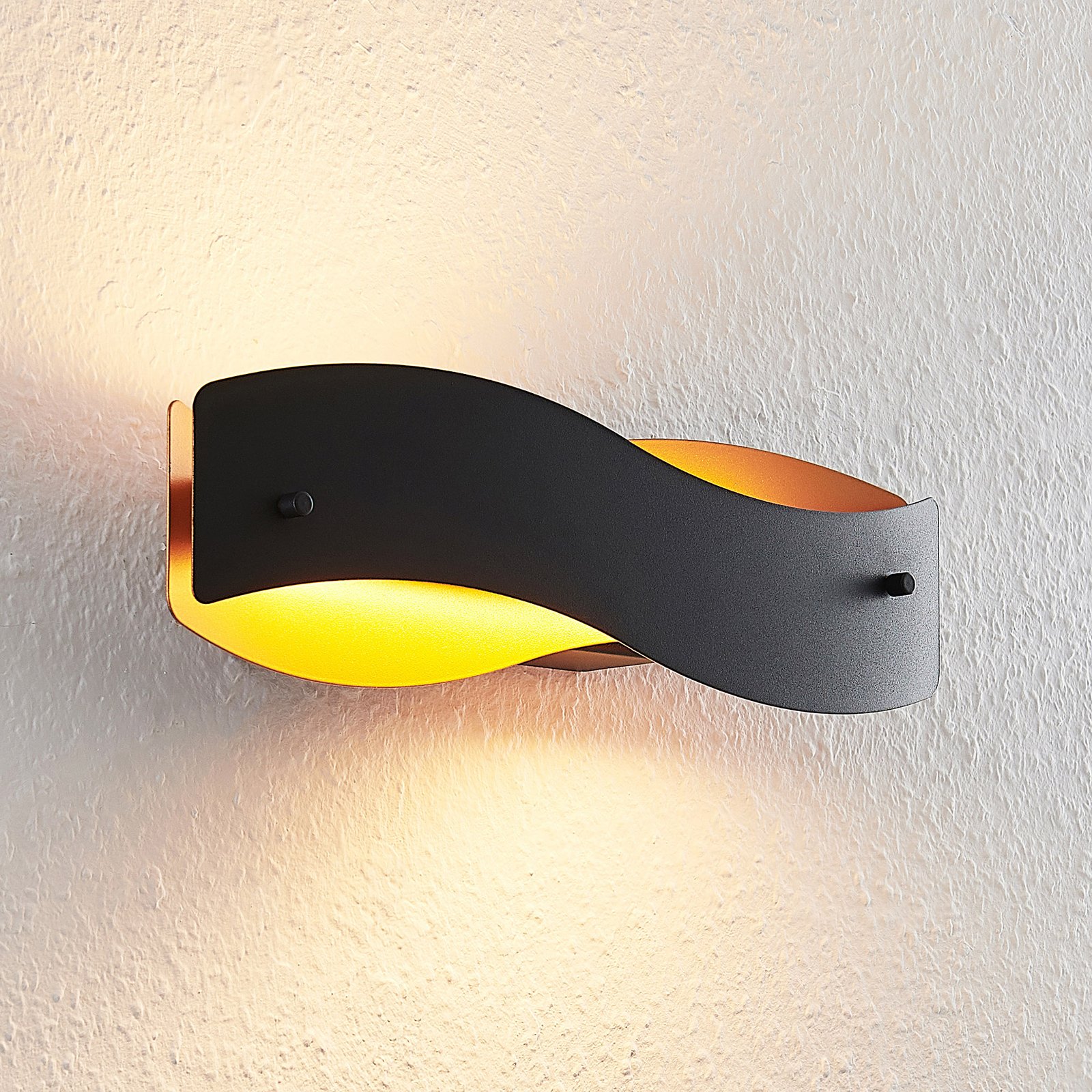 Arcchio Shana LED-væglampe, sort-guld