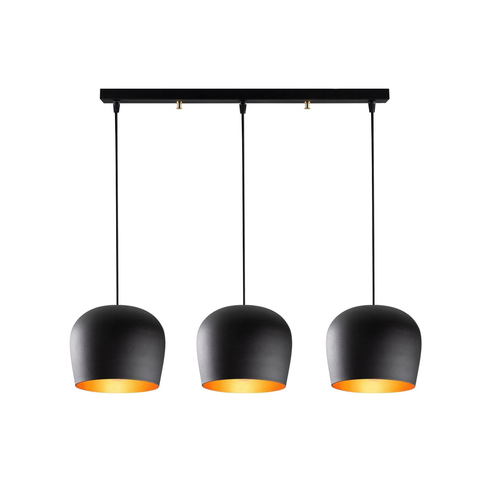 Suspension Berceste N-1410 noir métal à 3 lampes linear