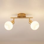 Lindby ceiling lamp Elaina, 30 cm, 2-bulb, brass, glass, E14