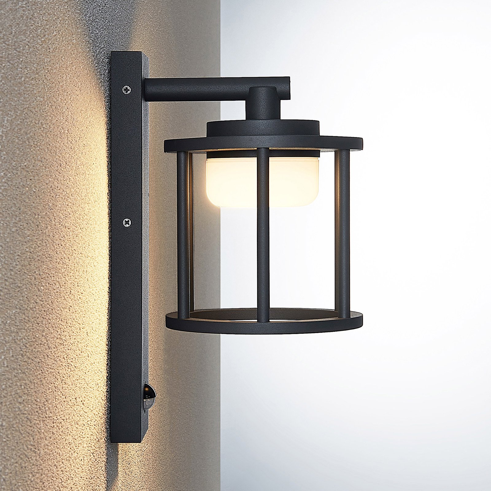 Berenike Applique da Parete da Esterno con Sensore Grigio Scuro - Lucande