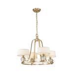 Gotham chandelier, fabric lampshade, 4-bulb, brass