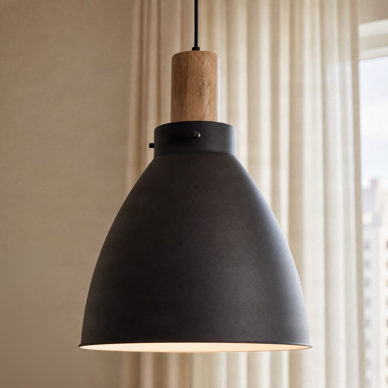Trebale Pendelleuchte Black/Wood - Lindby - Wohnzimmer - Skandinavisch - Metall - Einflammig
