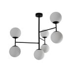 Deckenlampe Korek, schwarz/weiß, Glas, 75 cm, 7-flg., E14