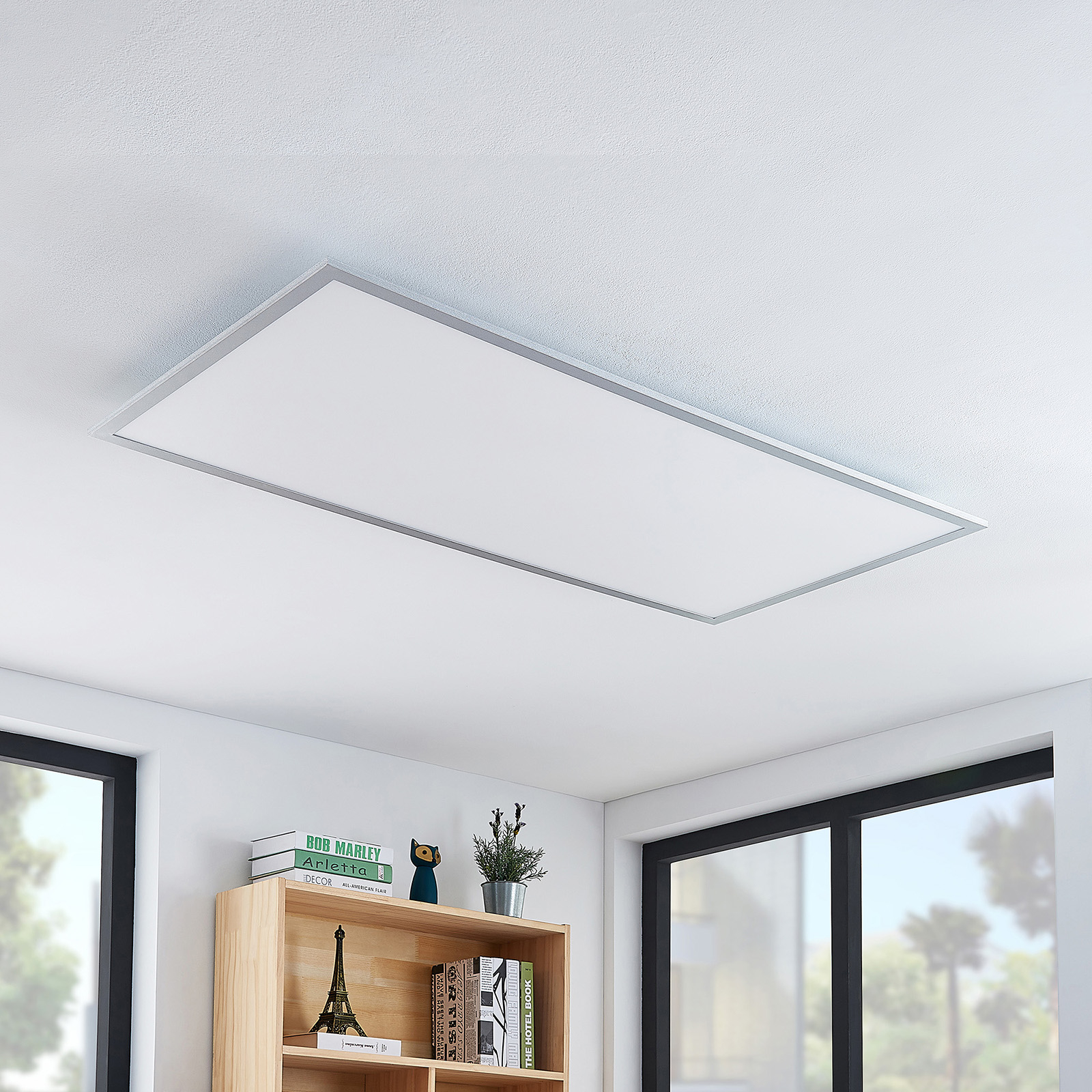 Lindby LED-Deckenleuchte Zento, 4.000 K, 120 cm, silber