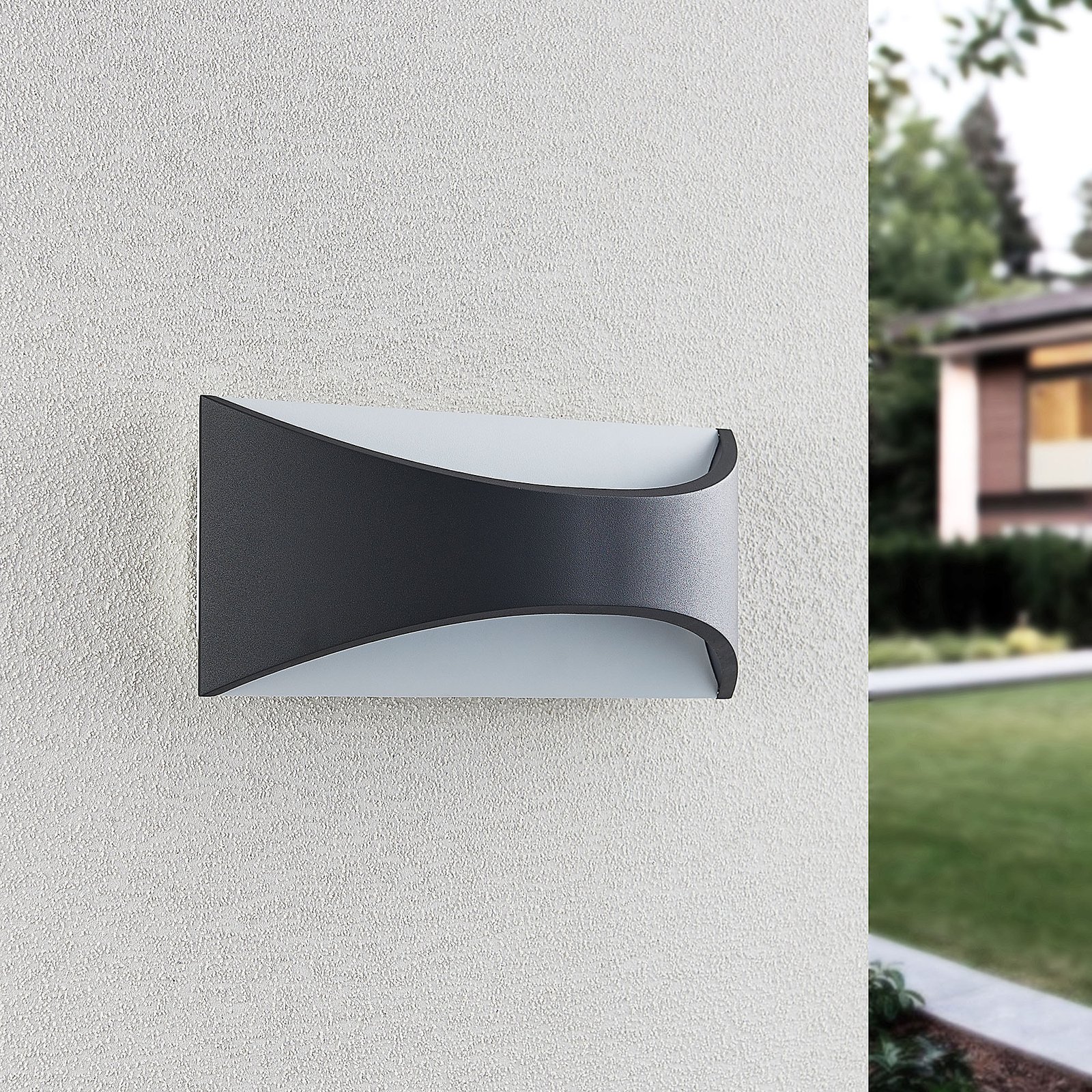 Mathea LED Applique Murale d'Extérieur L30 Dark Grey/White - Lindby