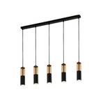 Suspension Merrygold, noir/ambre, métal, GU10, à 5 lampes.