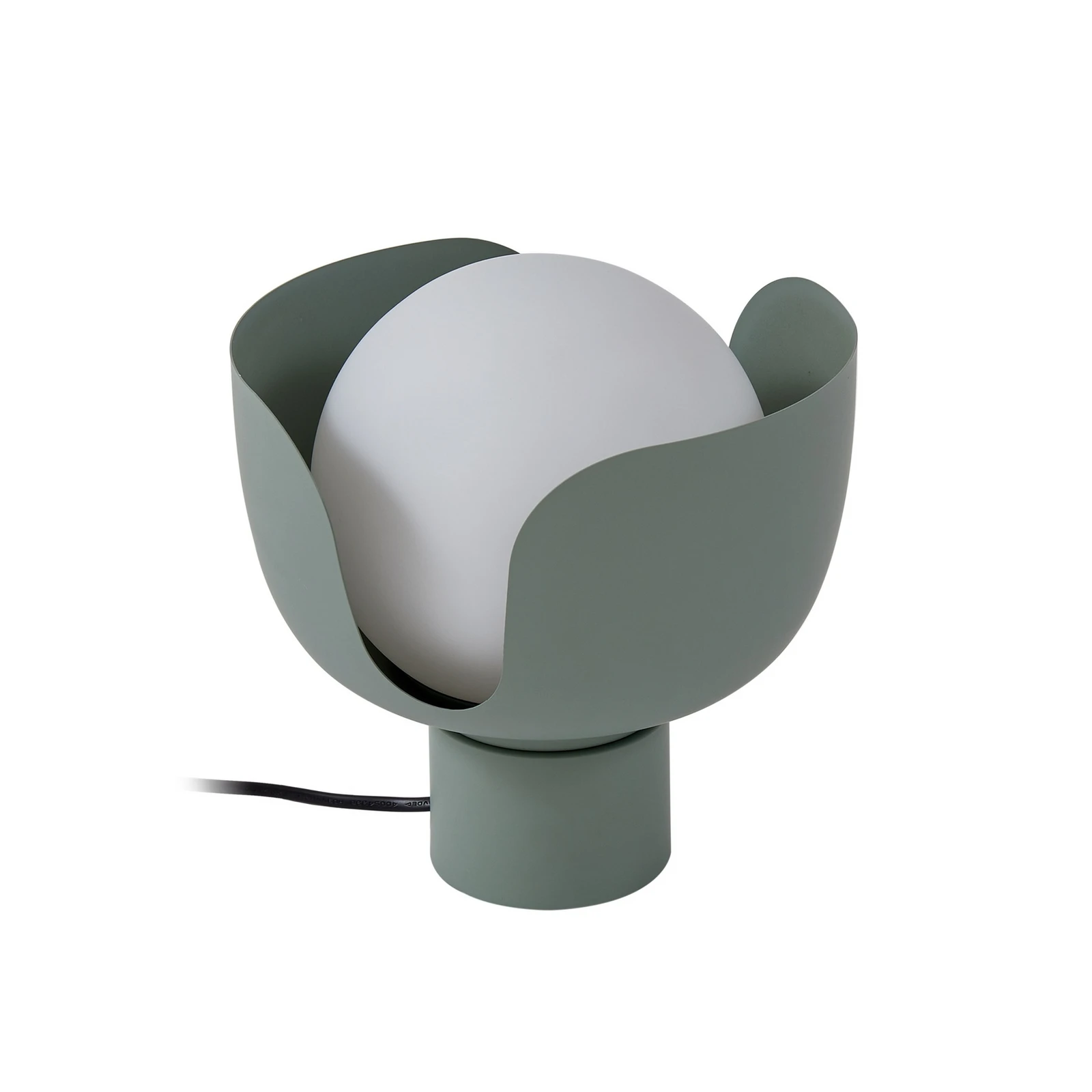 Lampă de masă Lindby Fiora, verde, sticlă, metal, Ø 20 cm