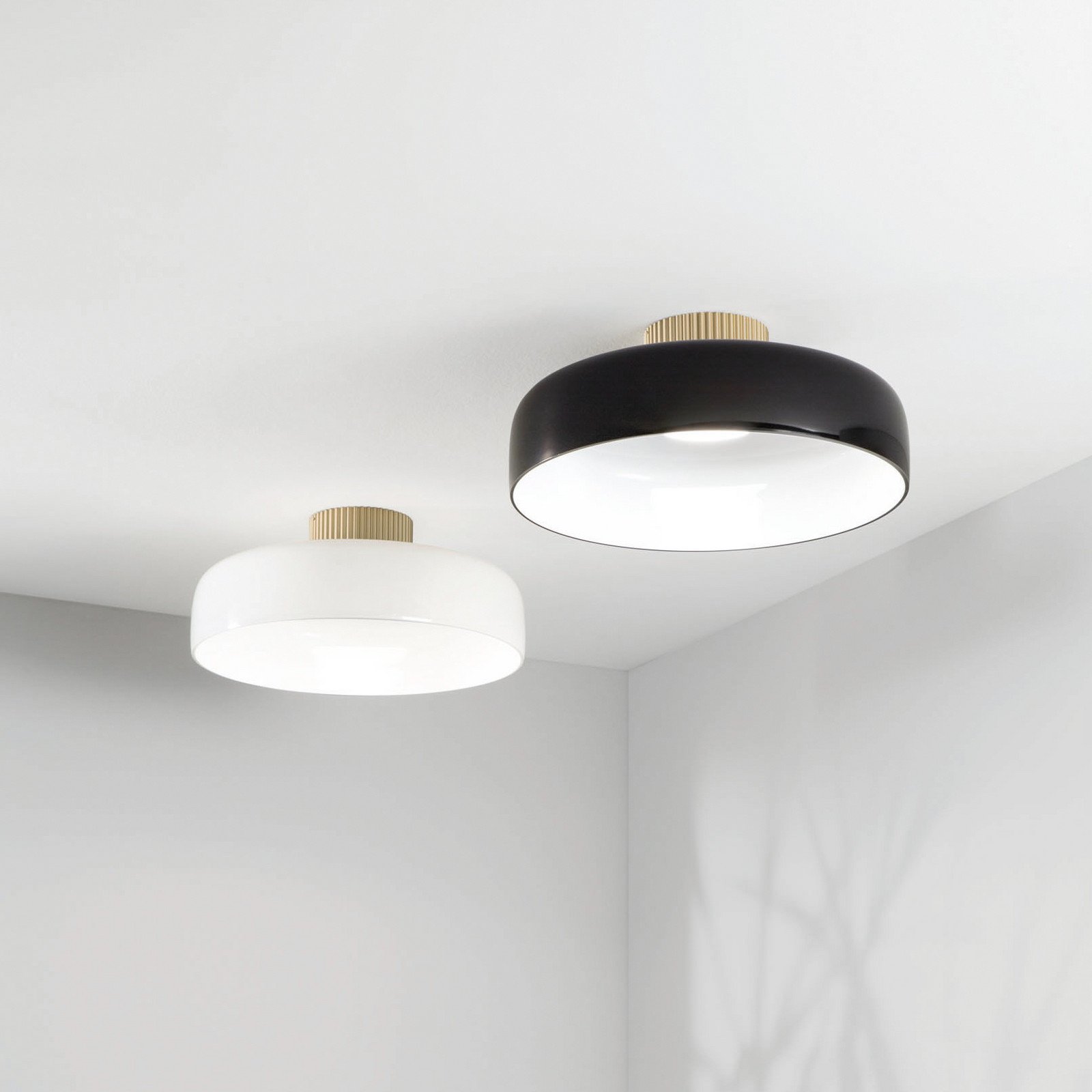 Fabas Luce Plafonieră LED Lunar negru sticlă Ø 42 cm CCT dimabilă - Camera de zi / sufragerie - Modern - negru auriu mat