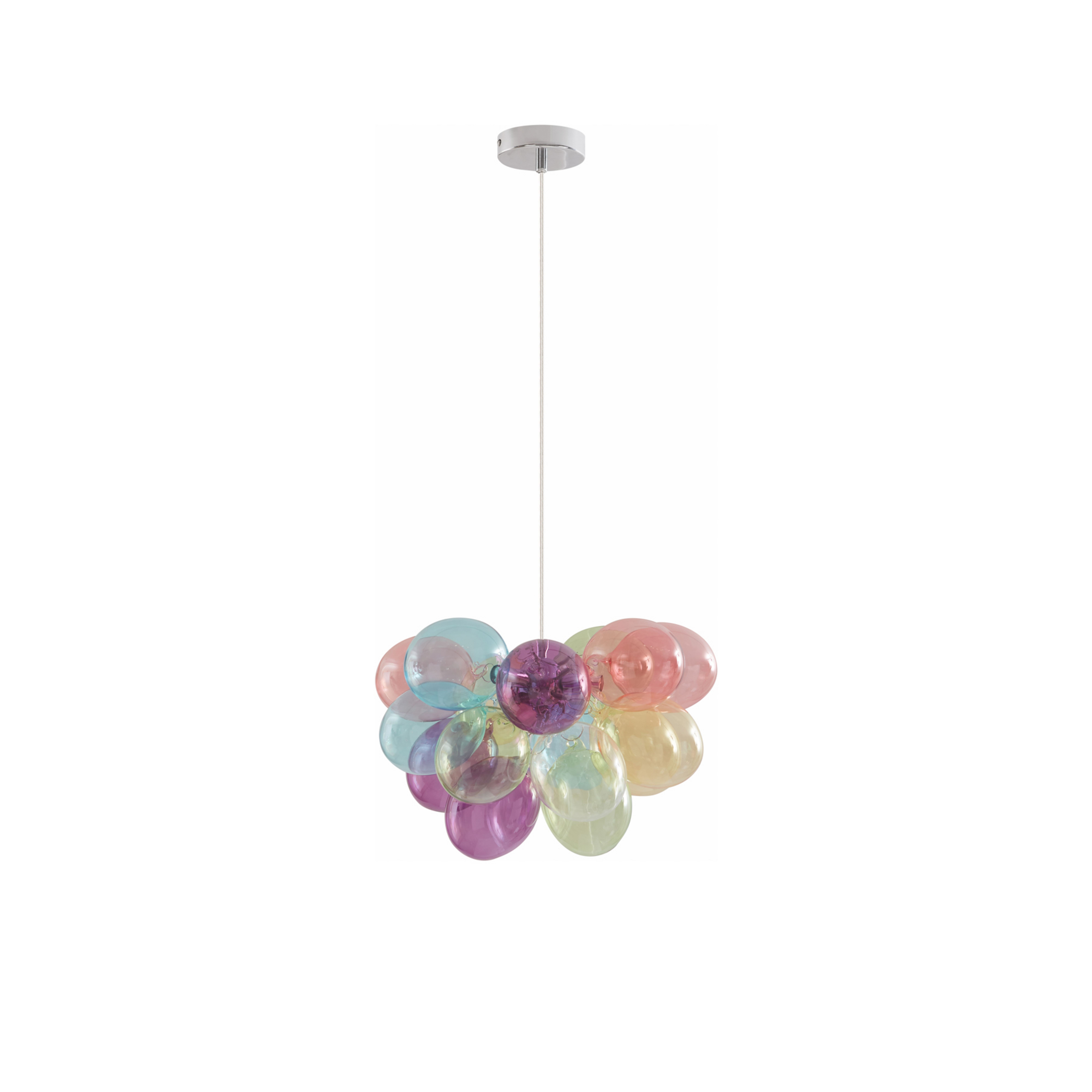 Lucande Diborah pendant light, Ø 40 cm, colourful, glass, G9