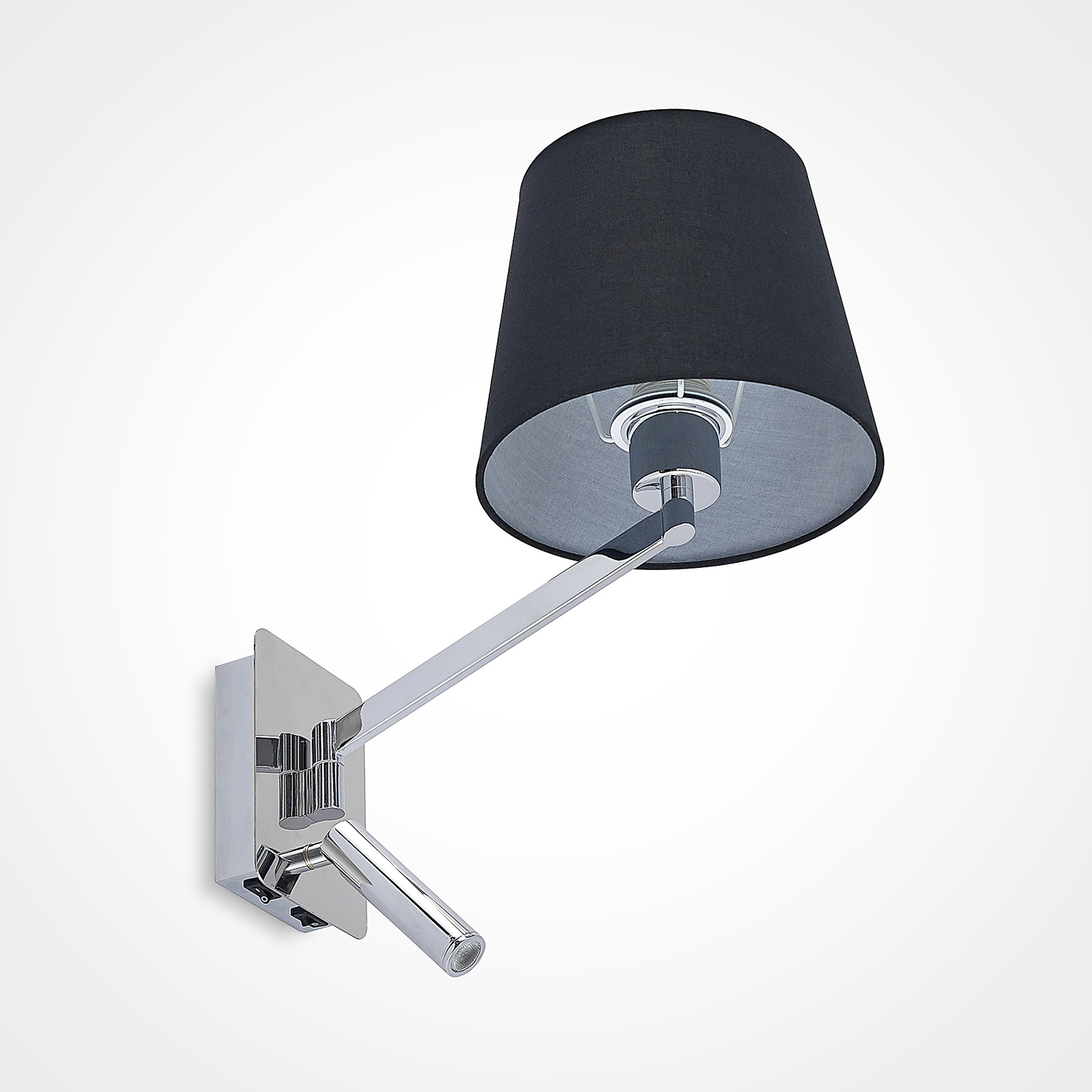 Lucande wandlamp Irella met leeslamp, zwart