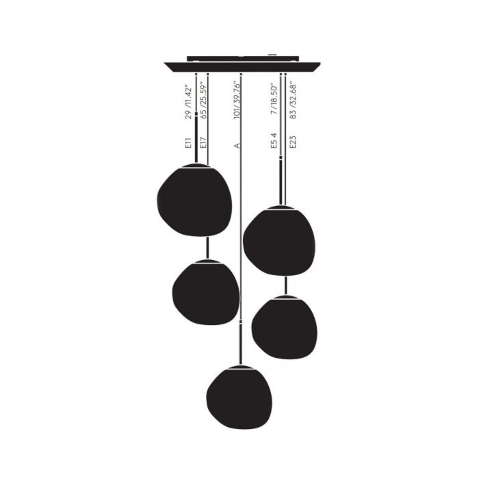 Melt Mini Round Hängelampe chrom, Ø 73cm 5-flg. - Tom Dixon Melt Mini Round Hängelampe chrom, Ø 73cm 5-flg. - Tom Dixon