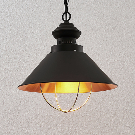 Suspension Aloisia avec cage, noir-cuivre
