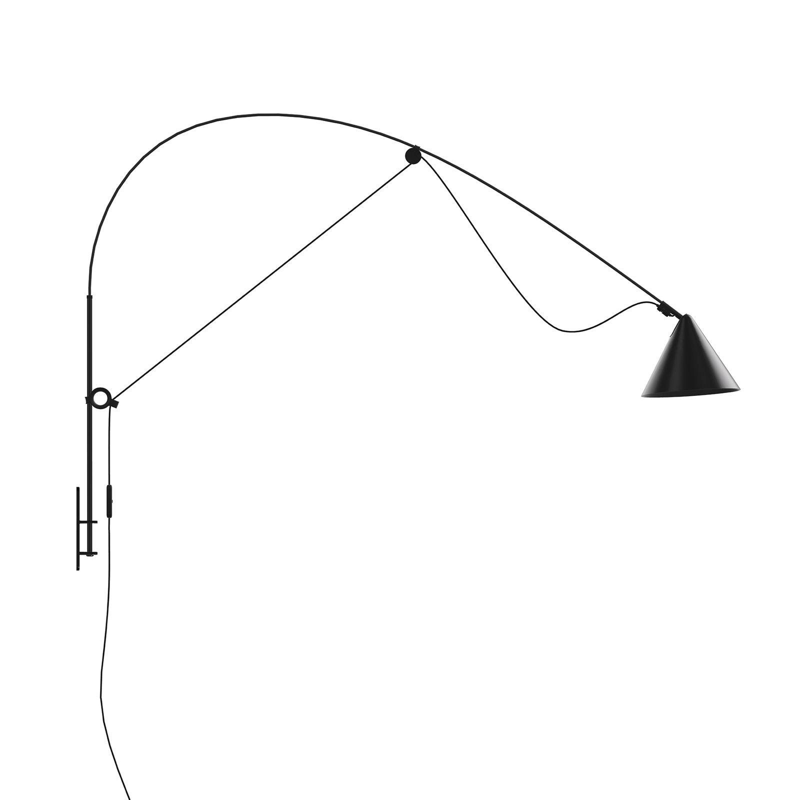 midgard AYNO Wandlampe 130cm schwarz/schwarz 2700K