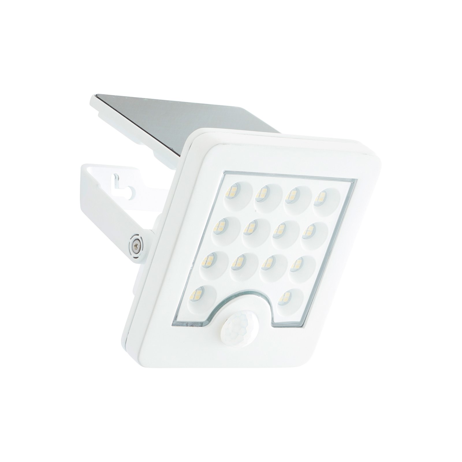 LED solárny vonkajší nástenný reflektor Luton Sensor, biely, šírka 13 cm