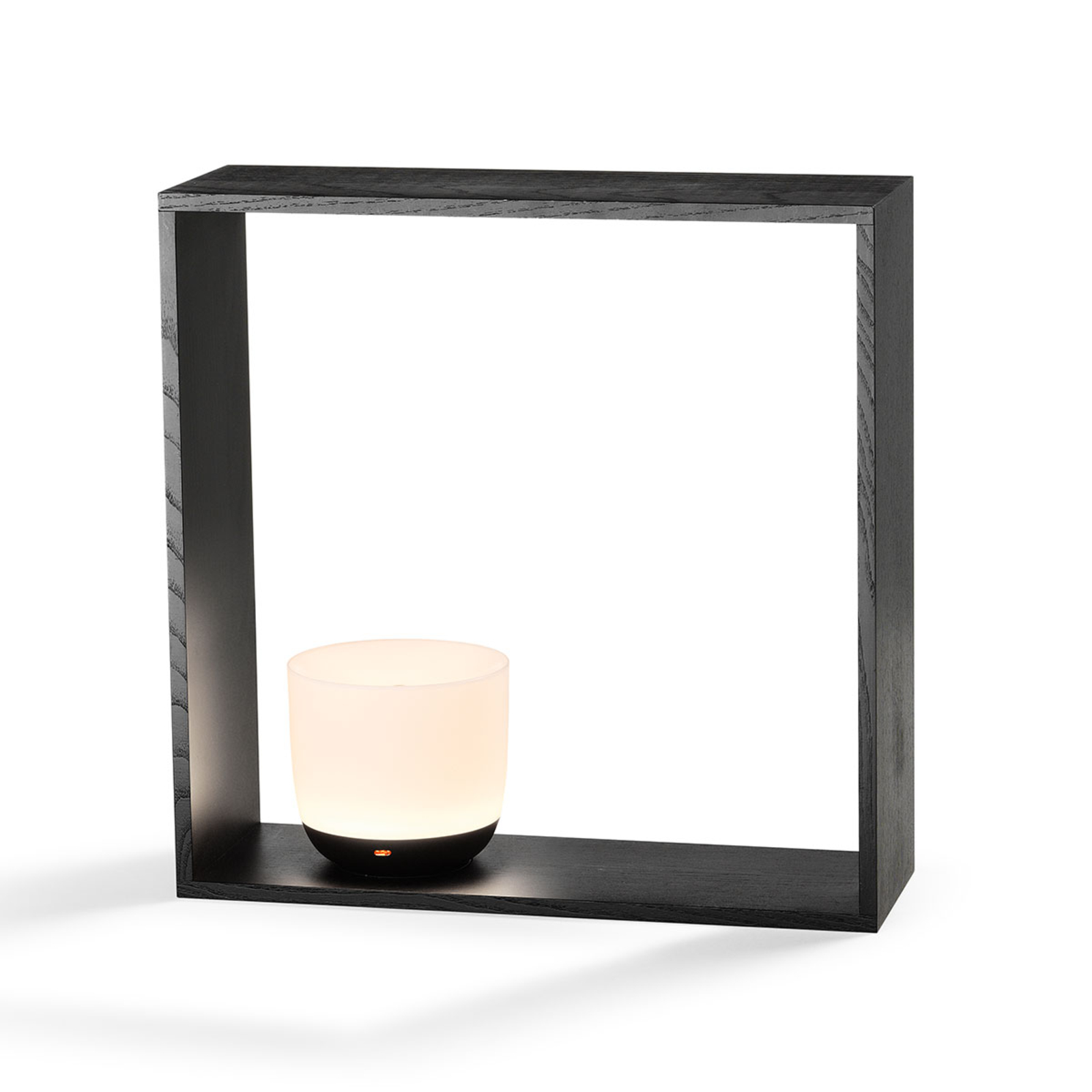 Flos FLOS Gaku Wireless LED table lamp, black, for Living / Dining Room, ash wood, polycarbonate, 2 W, energy efficiency: A+, L: 35 cm, W: 12 cm, H: 35 cm