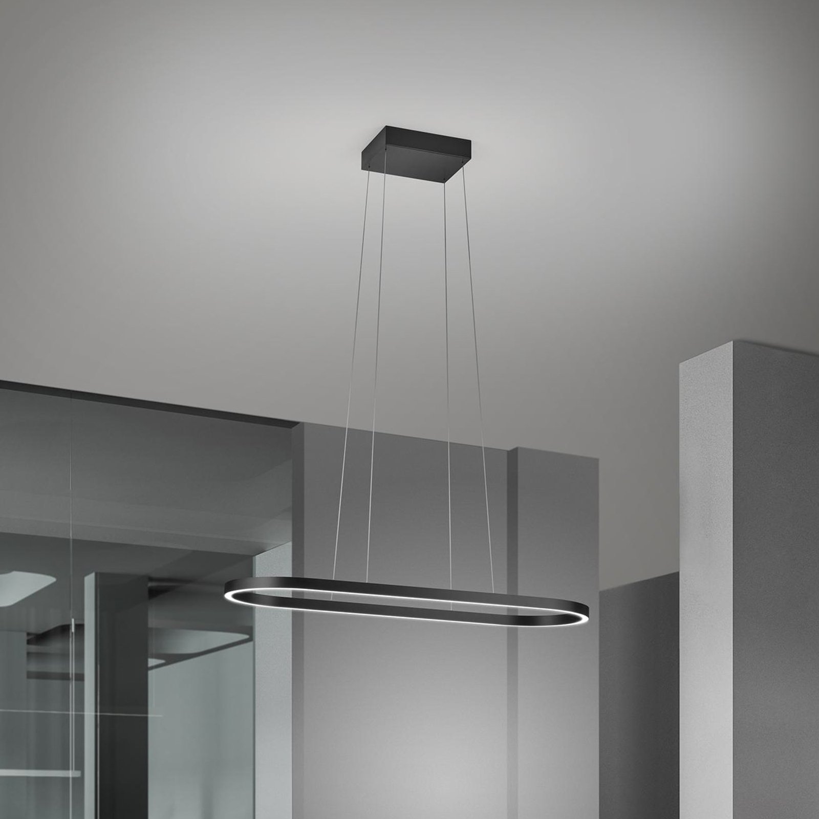 Elin LED pendant light, black, gesture control